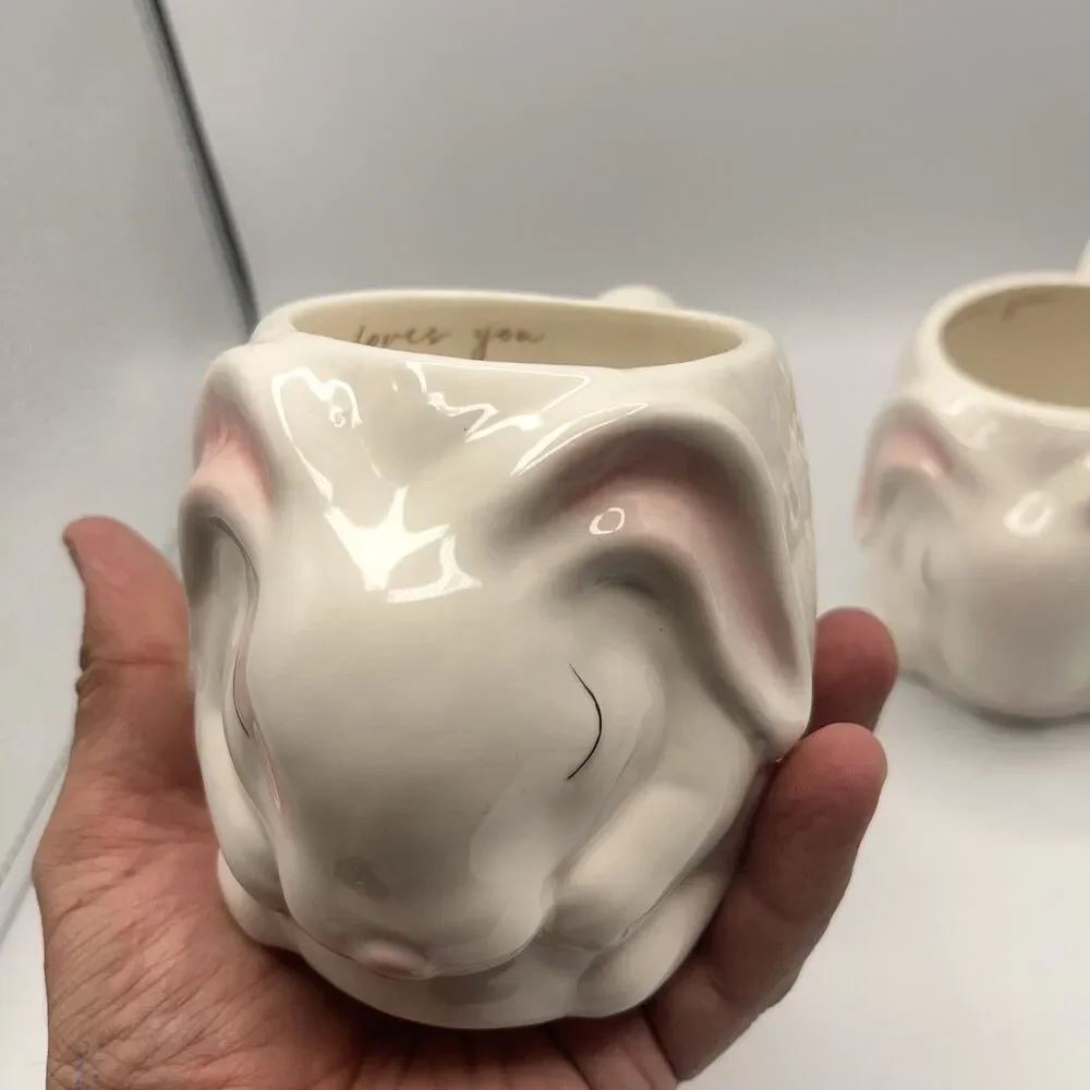 2 Williams Sonoma Figural Bunny Rabbit Mug 